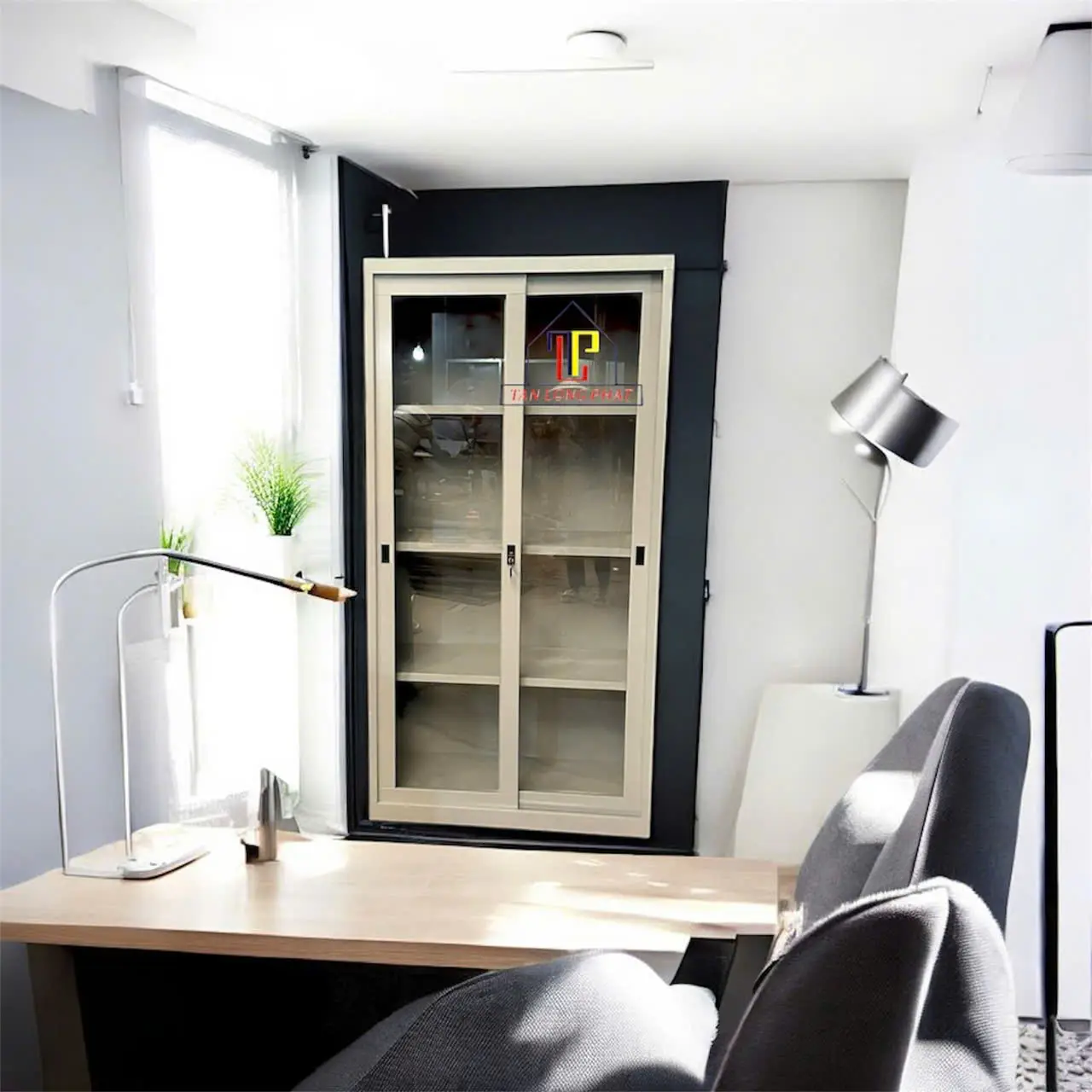 Tủ hồ sơ 2 cánh kính lùa