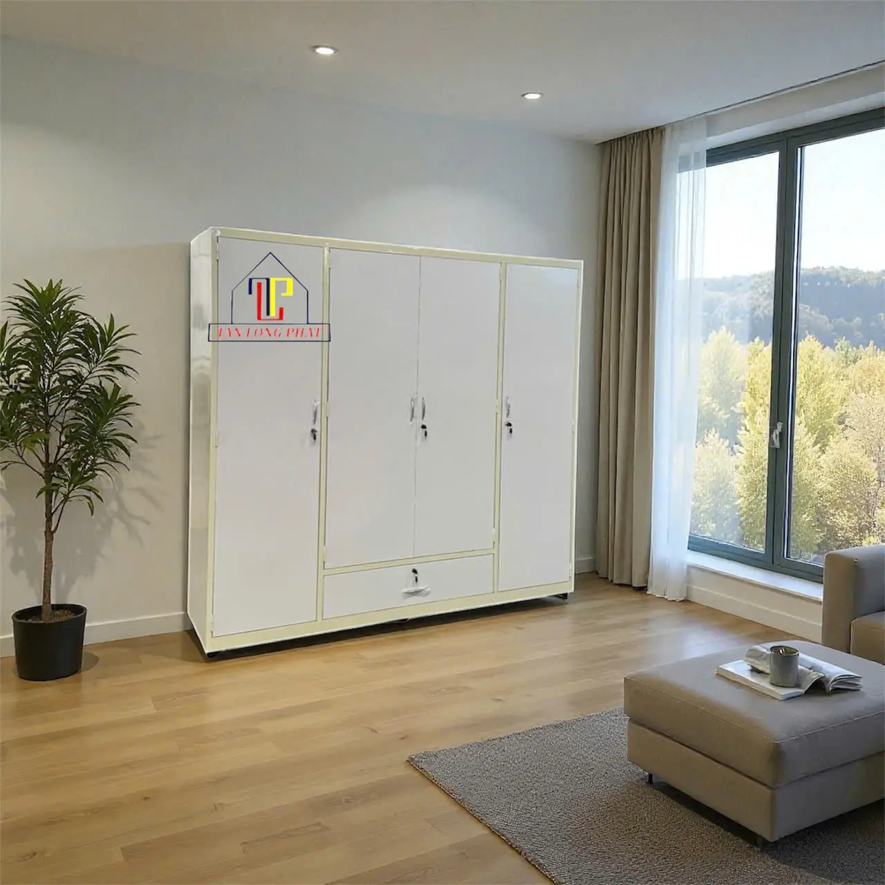 Tủ áo 4 cánh 1 hộc giữa